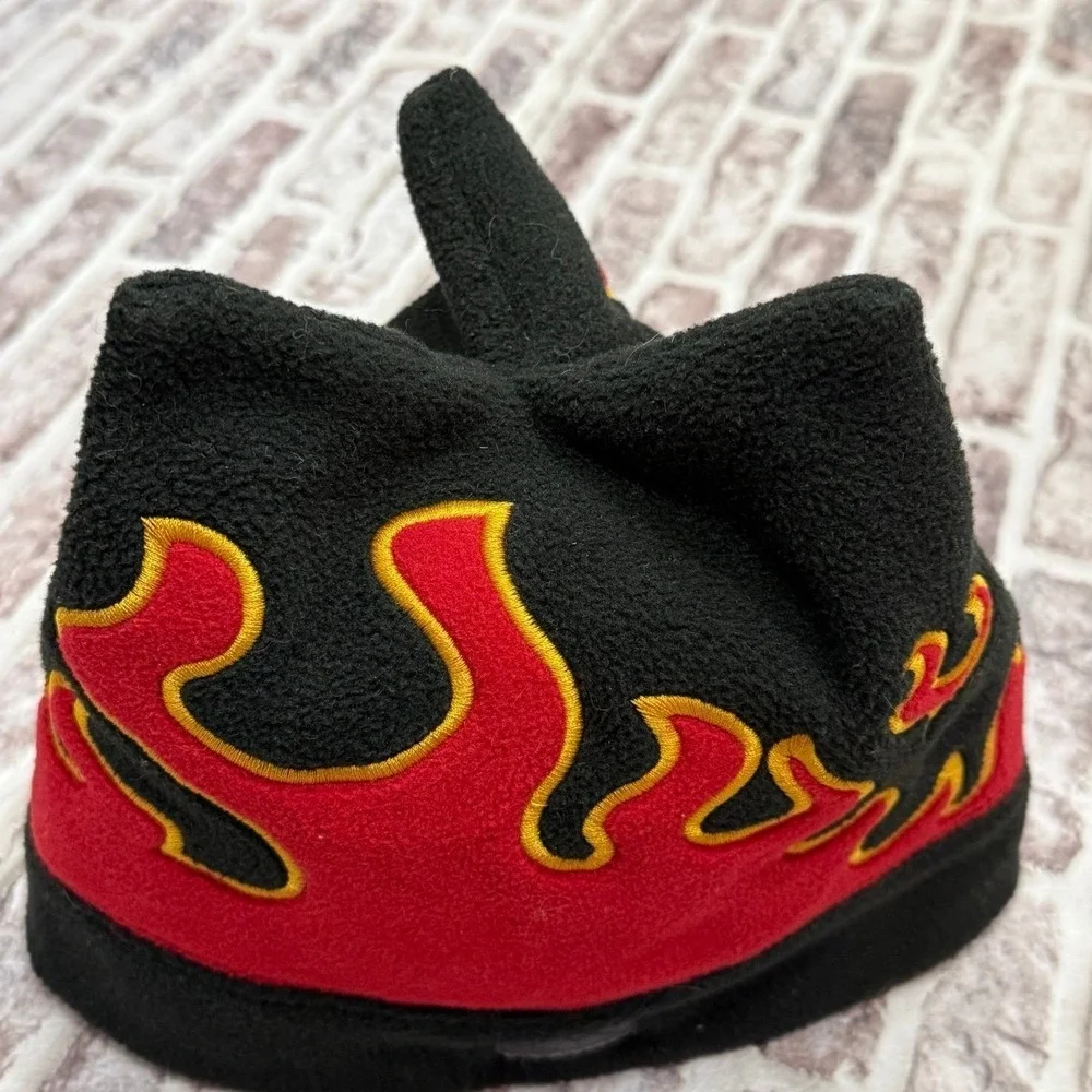 Vintage Children's Place Fire Flame Kids Fleece Beanie Hat Pointy Y2K Grunge 7-8